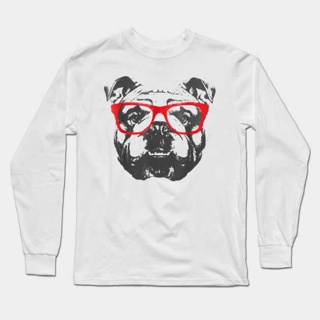 English Bulldog T Shirt Design Red Glasses Nice Long Sleeve T-Shirt by martinyualiso